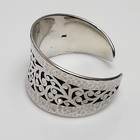 Lois Hill Sterling Silver Hammered Filigree Wide Cuff Bracelet