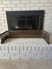 Reclaimed Fireplace Fender Hearth Guard Pierced Floral Paw Feet Brass  
