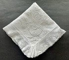 A  Vintage White Linen Hankie Madeira Embroidered Monogram S Wedding Bride Lace
