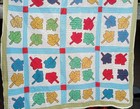 Large  Vintage 80 s Hand Sewn Patchwork Quilt  64 X 84 Inche  Multicolored Leafs