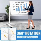 Mobile Rolling Dry Erase Board 48  Double-sided Magnetic Whiteboard Chalkboard