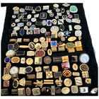 Huge Lot Of Assorted Single Gold   Silver Tone Gem Inlaid Cufflinks Many Signed