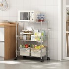 3 Tier Metal Rolling Cart  Kitchen Storage Cart  Utility Trolley With Handles   