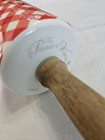 The Pioneer Woman Ceramic Red And White Checked With Wood Handles Rolling Pin