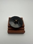 Antique Victorian Lacy Black Glass Button Brass Box Shank   28mm  a1 