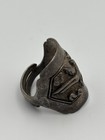 Antique Chinese Silver Ring Late Qing Dynasty Hand Carved Floral Band Adjustable