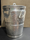 Vintage Champagne Ice Bucket Cooler Silver Hammered Aluminum  Made In Italy