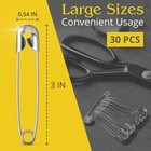 30 Pack Extra Large Safety Pins 3 Inch Safety Pins For Sewing Durable Stainless