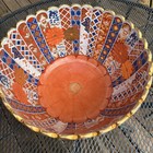 Vtg 15    Large Imari Like Breakable Punch Bowl Scalloped Gold Color Edge