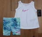 New Nike Infant Baby Girl 2 Piece Top   Shorts Set White Purple Dri-fit 18 Month