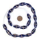 Cobalt Blue Java French Cross Beads 13mm Indonesia Bicone Glass Large Hole