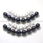 Wholesale 8 Pairs Natural Black White Pink Purple Freshwater Pearl Stud Earrings