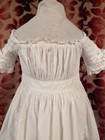 Antique 1830   s Child   s White Dress W Heavily Ruched Sleeves   Emb Bottom Hem
