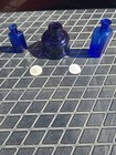 1890s Miniature Cobalt Blue English Poison    1 Antique Flatback Uk Poison Bottle