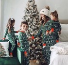 Family Matching Christmas Pajamas Green Tree Fair Isle Mom Dad Kids Baby Set