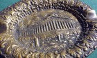 Vintage Solid Brass Forged Souvenir Greek Pantheon Image Ashtray Oval 3-3 4 