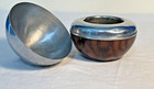 Vintage Chase Chrome Bakelite Woodgrain Eyeball Cigarette Match Orb Box