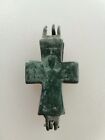 Ancient Byzantine Bronze Christian Double-cross Encolpion 1200-1400 Ad