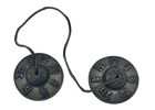 Vtg Tingsha Bells Cymbals Rawhide Cord Meditation 2 5  Bronze