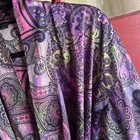 Natori Luxury Charmeuse Long Robe Dressing Gown Abstract Paisley Kimono Purple-s