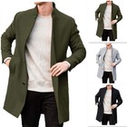 Men s Casual Woolen Trench Coat Autumn Overcoat Winter Warm Long Jacket Top Coat