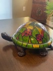 Vintage Glassturtle Accent Lamp  Night Light  Entry Way  End Table  Lady Bugs  