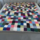 Handmade Crochet Afghan Granny Square 80x62 Throw Blanket Cottagecore Grannycore