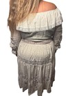 Vtg 70 s David Brown Ca Prairie  Cottagecore Dress Tiered Eyelet L xl Read Tag S