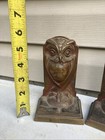 Vintage Antique Brass Owl Standing On Books Book Ends Pair 