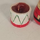 Vintage Carved Wood Hand-painted Santa Claus Nesting Dolls   2 Christmas Votives