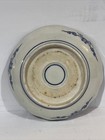 Antique Late Meiji Period Japanese Scalloped Bowl Dish C1900 Blue White Foo Dogs