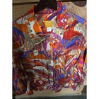 Ruby Rd Woman Abstract Southwestern Studded Collar Button Up Jacket Orange 20w