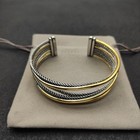 David Yurman 925 Sterling Silver Two-tone Cable Cuff Bracelet Silver gold