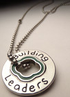 Vtg Girl Scouts Building Leaders Thank You Enamel Emblem Silvertone Necklace 24 