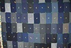 Folky 1930 s One Patch Antique Tied Crazy Quilt  Vintage Suiting Fabrics 