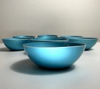 Vintage Emalox Norway Bjorn Engo Turquoise Bowls Set 8 Mcm Scandinavian Modern