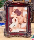 Vintage Ornate Baroque Picture Frame 5x7 Burgundy   Gold Scrollwork