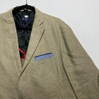 Daniel Cremieux 100  Linen Sport Coat Men s Xl Tan Elbow Patch Blazer