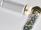 1 Glass Large Tube Wide Mouth Bottle Vial Gold Plated Cap Dome Potion Crafting
