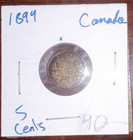 Canada 1894 5 Cent Silver Coin  Features Queen Victoria  And With Free Shipping 
