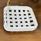 White Tobacco Basket Farmhouse Small 6    Square Decor Weave