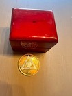 Aa 4 Year Medallion Gold Tone In Wood Display Box Serenity Prayer Recovery Coin