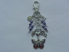 Purple Butterfly Flowers Smile Key Chain Clip For Purse Fob Backpack Bag Charm