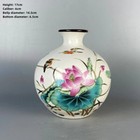 17cm Old Chinese Qing Dynasty Pastel Flowers And Birds Pattern Vase