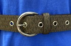 Michael Kors Belt Brown Mk Logo Silver Half Round Buckle Really Nice   
