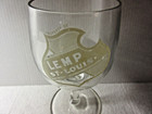 St Louis Lemp Beer Brewing Enamel Label Stem Glass Goblet 1910 Pre Prohibition