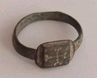Fine Ancient Byzantine Bronze Ring Depicting A Cross  1300-1400 Ad