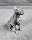 Antique 1900s Austrian Cold Painted Bronze Mastiff Dog Figurine 3  Tall