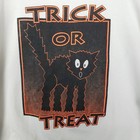 Vintage Trick Or Treat Crewneck Sweatshirt White Black Scaredy Cat Halloween Xl