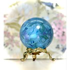 Vtg Pale Aqua Crystal Ball 50mm 2 Inch Optical Glass Decorative Sphere   Stand